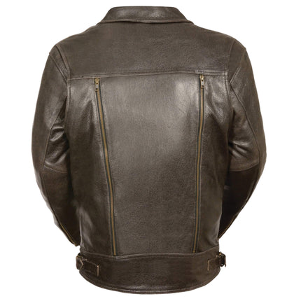 Men's Retro Brown Utility Pocket M/C Jacket