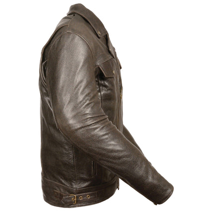 Men's Retro Brown Utility Pocket M/C Jacket