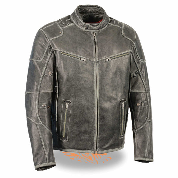 Men's Triple Vent Vintage Distressed Leather Jacket