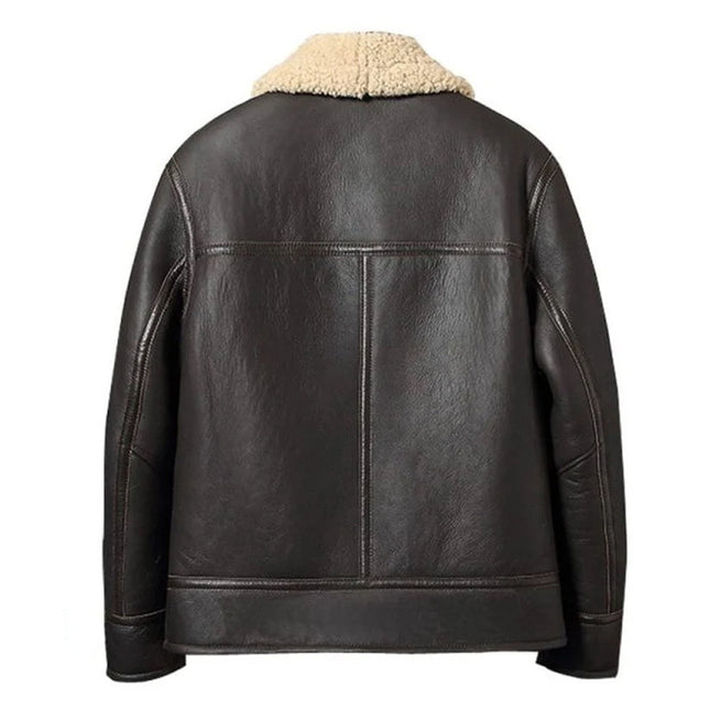 Black Leather RAF Aviator Shearling Jacket Men's