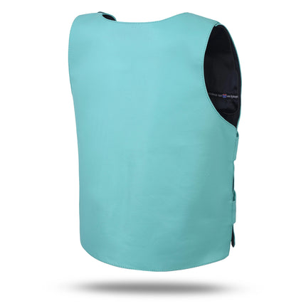 Women's SWAT Tactical Style Turquoise Leather Biker Vest