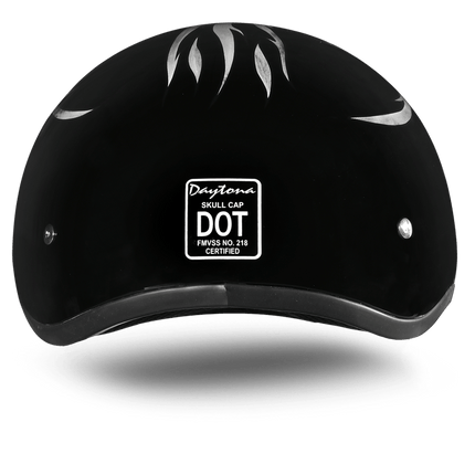 DOT Approved Daytona Motorcycle Half Face Helmet - Skull Cap Graphics for Men & Women, Scooters, ATVs, UTVs & Choppers - W/ Ignite Grey
