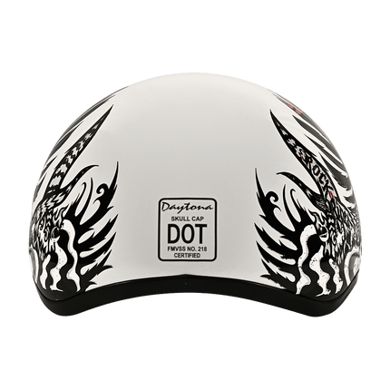 DOT Approved Daytona Motorcycle Half Face Helmet - Skull Cap Graphics for Men & Women, Scooters, ATVs, UTVs & Choppers - W/ Rockin' Reaper