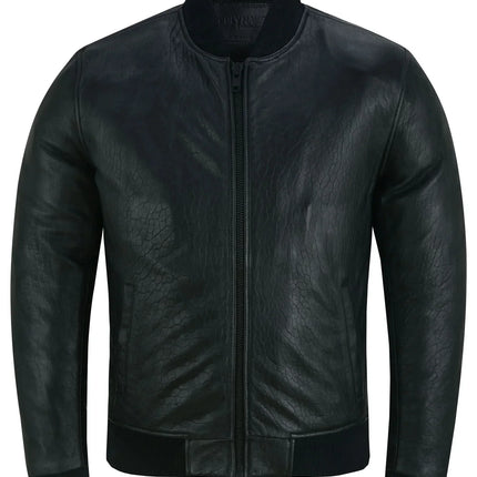Stalwart Men's Fashion Black Leather Bomber Jacket
