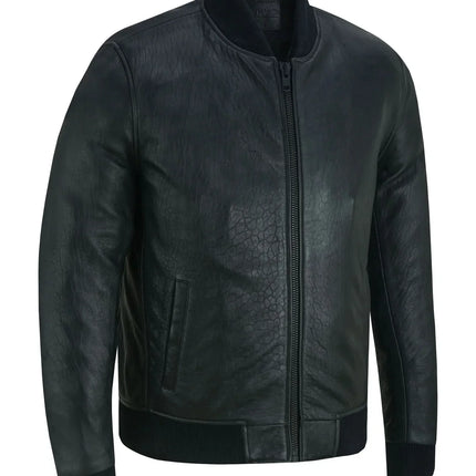Stalwart Men's Fashion Black Leather Bomber Jacket