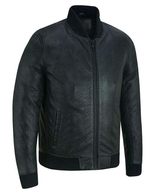 Stalwart Men's Fashion Black Leather Bomber Jacket