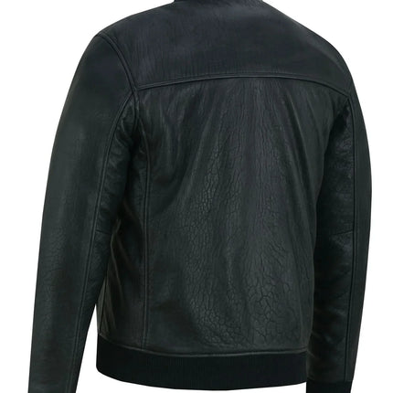 Stalwart Men's Fashion Black Leather Bomber Jacket