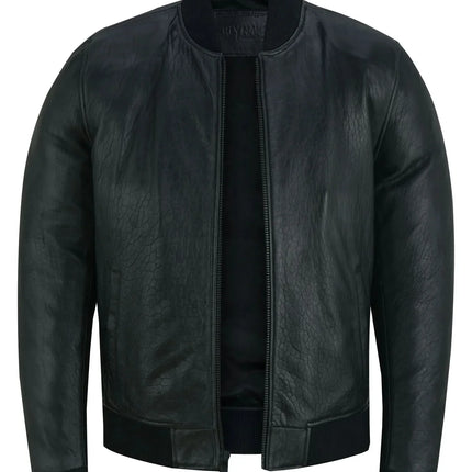 Stalwart Men's Fashion Black Leather Bomber Jacket