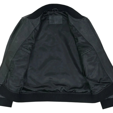 Stalwart Men's Fashion Black Leather Bomber Jacket