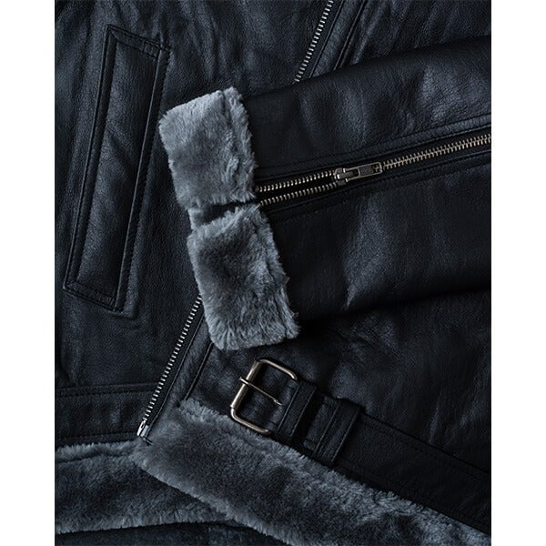 Genuine Sheepskin Leather RAF Flight Aviator B3 Bomber Jacket With Fur Wool Lining
