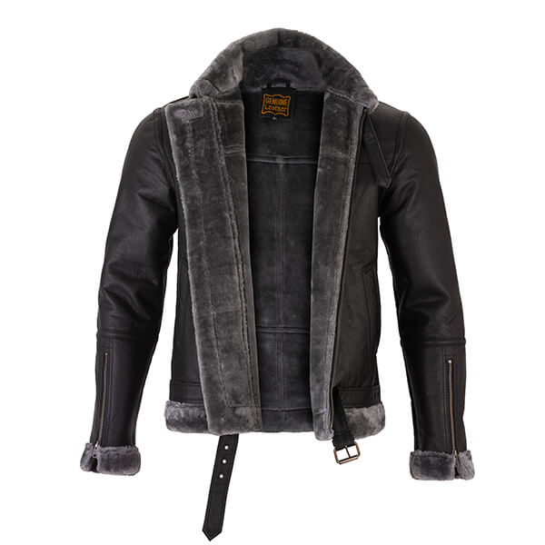 Genuine Sheepskin Leather RAF Flight Aviator B3 Bomber Jacket With Fur Wool Lining