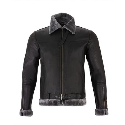 Mens RAF Flight Aviator Classic B-3 Bomber Pilot Shearling Jacket