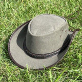Western Denim Cowboy Hat With Braided Leather Hat Band