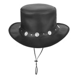 Western Style Black 100% Genuine Leather Fancy Unisex Top Hat