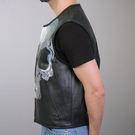 Hot Leathers Club Style 'Jumbo Skull' Biker Vest w/ Concealed Carry