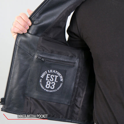 Hot Leathers Club Style 'Jumbo Skull' Biker Vest w/ Concealed Carry