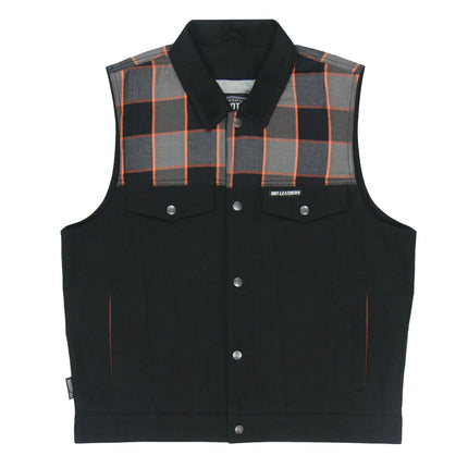 Hot Leathers Mens Denim and Flannel Conceal Carry Vest