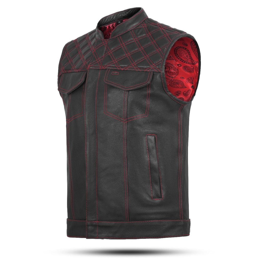 Red hotsell leather vest