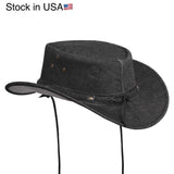Black Denim Cowboy Western Rancher Hat With Braided Leather Hat Band