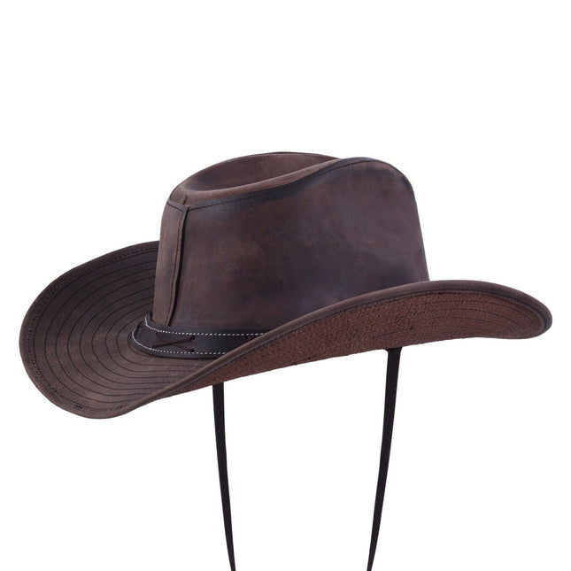 Distressed Brown Outback Leather Western Hat