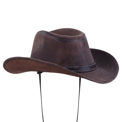 Distressed Brown Outback Leather Western Hat