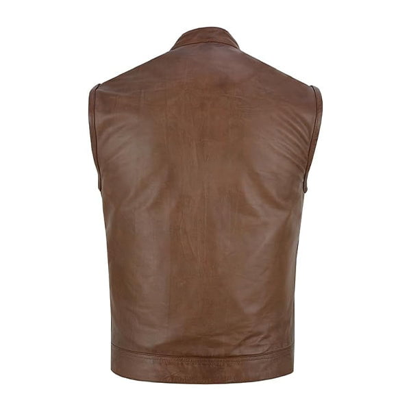 Men's Brown Leather SOA Anarchy Motorcycle Leather Vest