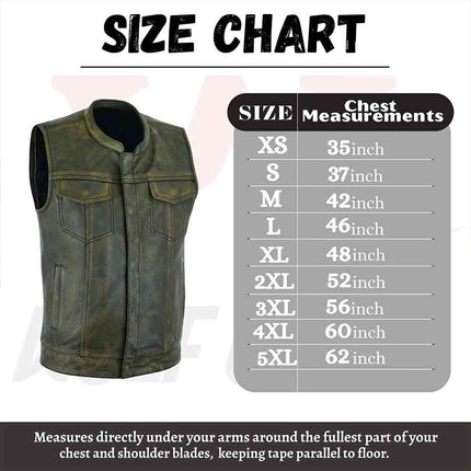 Men's Club Style Distressed Brown SOA Leather Vest