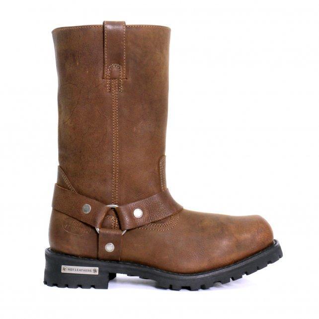 Hot Leathers Men's Rust Brown 11-Inch Biker Harness Boots