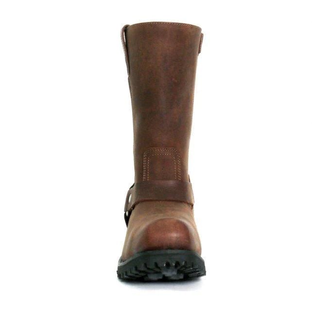 Hot Leathers Men's Rust Brown 11-Inch Biker Harness Boots