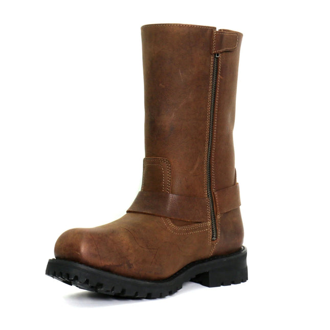 Hot Leathers Men's Rust Brown 11-Inch Biker Harness Boots