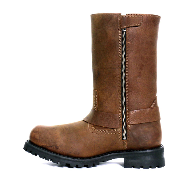 Hot Leathers Men's Rust Brown 11-Inch Biker Harness Boots
