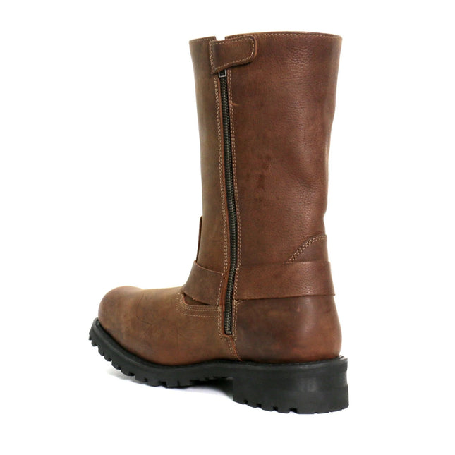 Hot Leathers Men's Rust Brown 11-Inch Biker Harness Boots