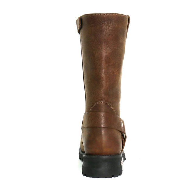 Hot Leathers Men's Rust Brown 11-Inch Biker Harness Boots