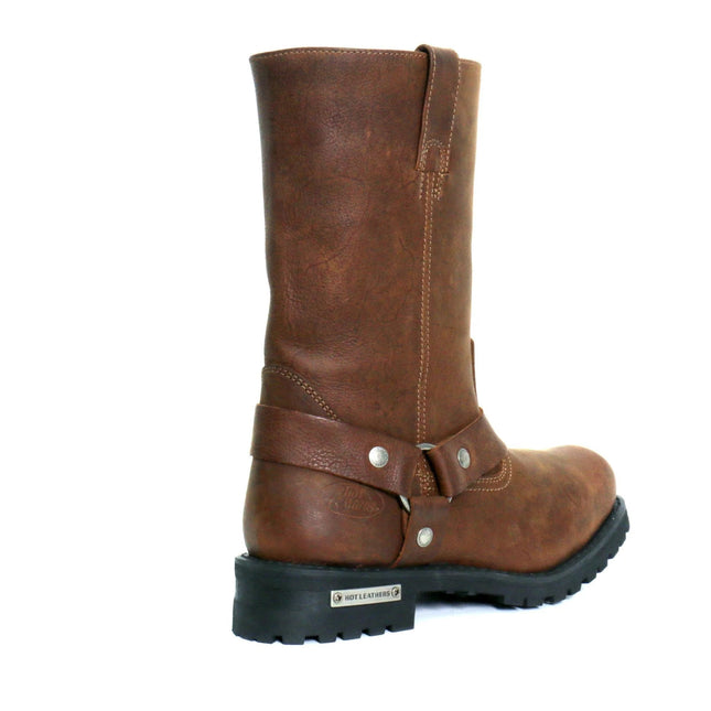 Hot Leathers Men's Rust Brown 11-Inch Biker Harness Boots