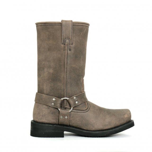 Hot Leathers Men's Stone Wash Brown 11-Inch Leather Harness Boots