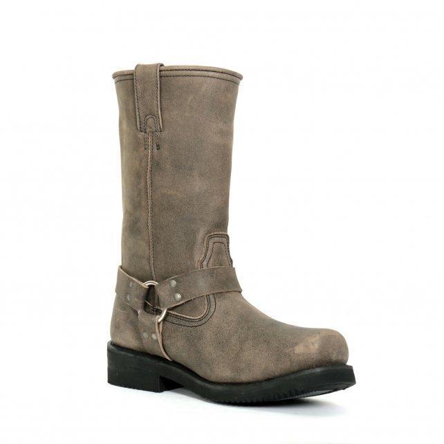 Hot Leathers Men's Stone Wash Brown 11-Inch Leather Harness Boots