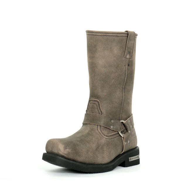 Hot Leathers Men's Stone Wash Brown 11-Inch Leather Harness Boots