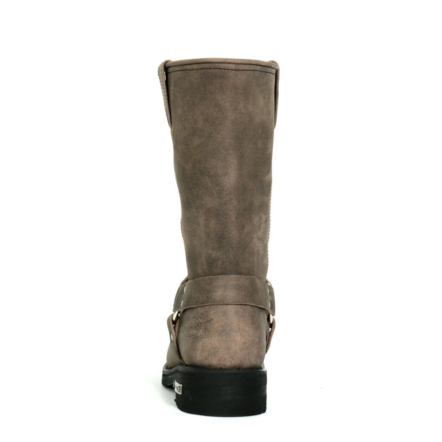 Hot Leathers Men's Stone Wash Brown 11-Inch Leather Harness Boots