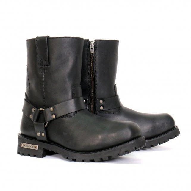 Hot Leathers Men's 8" Black Short Harness Biker Boots