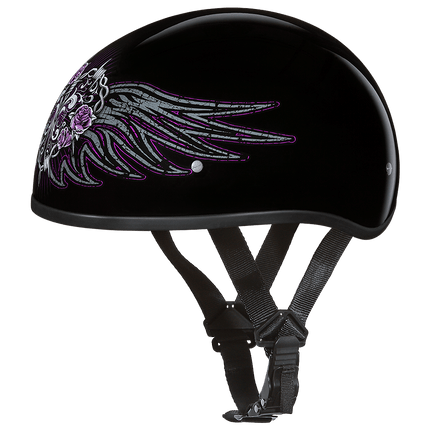 DOT Approved Daytona Motorcycle Half Face Helmet - Skull Cap Graphics for Men & Women, Scooters, ATVs, UTVs & Choppers - W/ Barbed Wire Heart