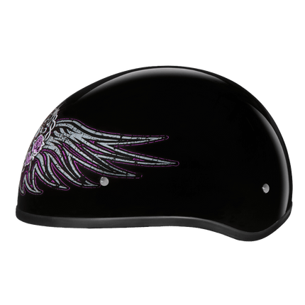 DOT Approved Daytona Motorcycle Half Face Helmet - Skull Cap Graphics for Men & Women, Scooters, ATVs, UTVs & Choppers - W/ Barbed Wire Heart