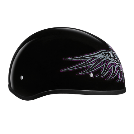 DOT Approved Daytona Motorcycle Half Face Helmet - Skull Cap Graphics for Men & Women, Scooters, ATVs, UTVs & Choppers - W/ Barbed Wire Heart
