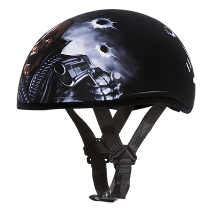 DOT Approved Daytona Motorcycle Half Face Helmet - Skull Cap Graphics for Men & Women, Scooters, ATVs, UTVs & Choppers - W/ Come Get 'Em