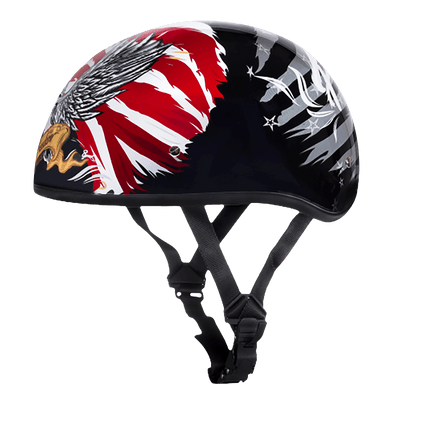 DOT Approved Daytona Motorcycle Half Face Helmet - Skull Cap Graphics for Men & Women, Scooters, ATVs, UTVs & Choppers - W/ Freedom 2.0