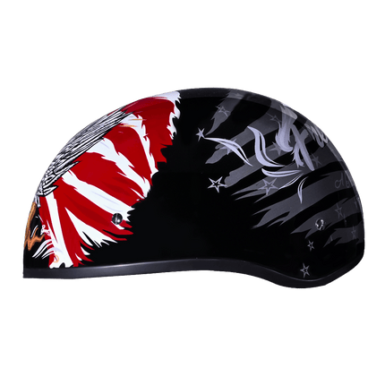 DOT Approved Daytona Motorcycle Half Face Helmet - Skull Cap Graphics for Men & Women, Scooters, ATVs, UTVs & Choppers - W/ Freedom 2.0