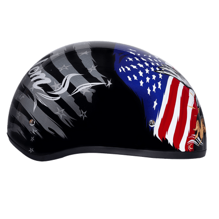 DOT Approved Daytona Motorcycle Half Face Helmet - Skull Cap Graphics for Men & Women, Scooters, ATVs, UTVs & Choppers - W/ Freedom 2.0
