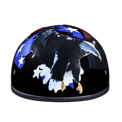 DOT Approved Daytona Motorcycle Half Face Helmet - Skull Cap Graphics for Men & Women, Scooters, ATVs, UTVs & Choppers - W/ Freedom