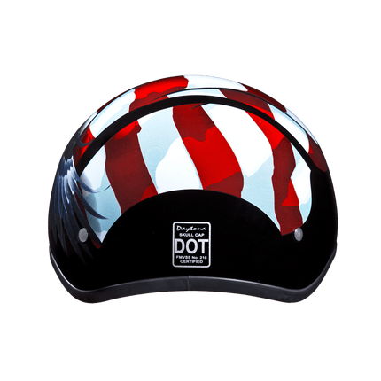 DOT Approved Daytona Motorcycle Half Face Helmet - Skull Cap Graphics for Men & Women, Scooters, ATVs, UTVs & Choppers - W/ Freedom