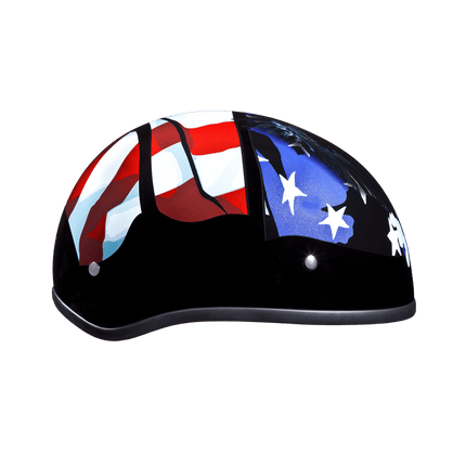 DOT Approved Daytona Motorcycle Half Face Helmet - Skull Cap Graphics for Men & Women, Scooters, ATVs, UTVs & Choppers - W/ Freedom