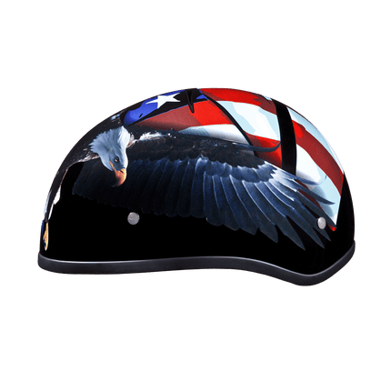 DOT Approved Daytona Motorcycle Half Face Helmet - Skull Cap Graphics for Men & Women, Scooters, ATVs, UTVs & Choppers - W/ Freedom